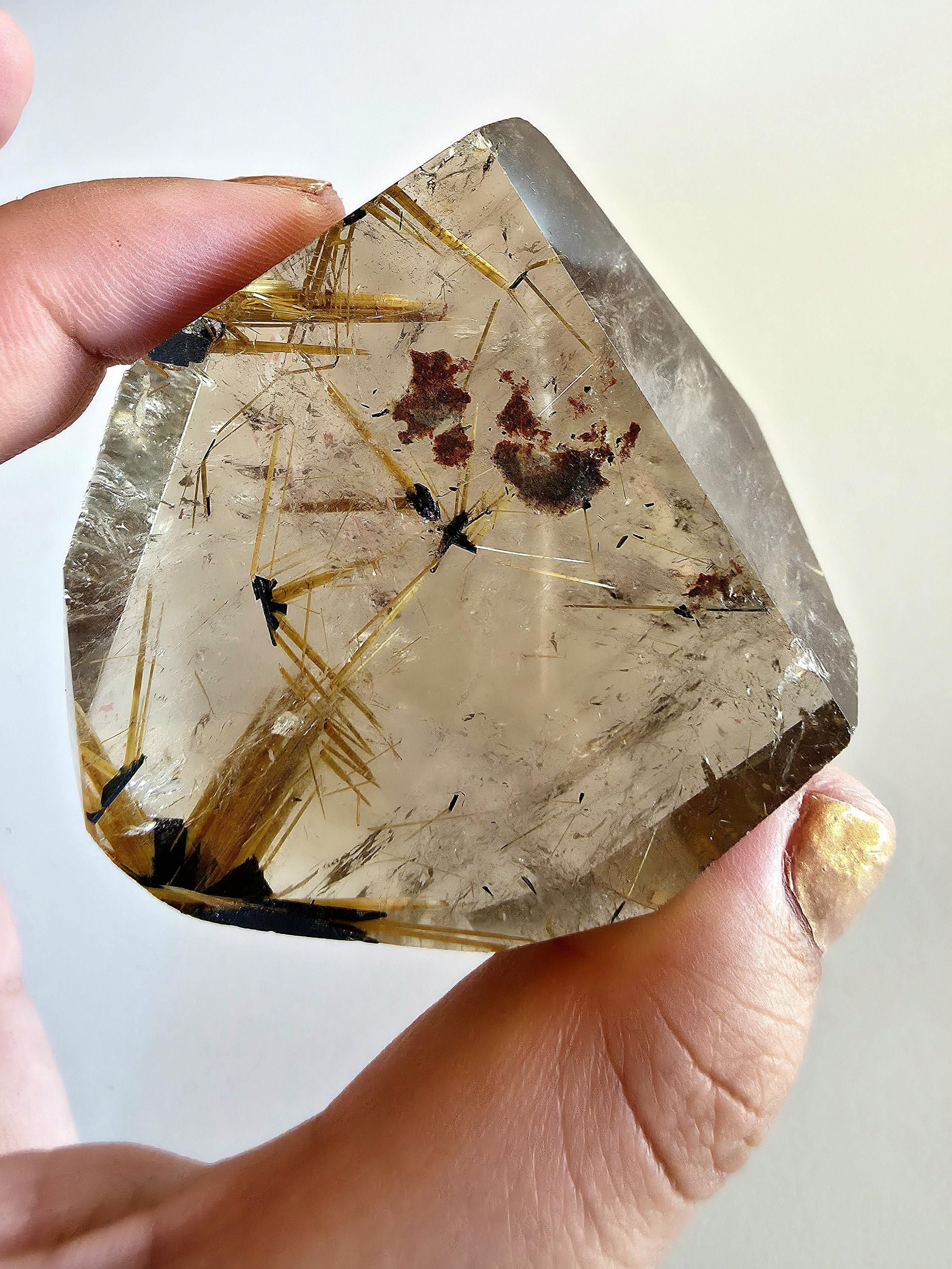 Golden Rutilated Quartz Freeform | Natural Rutile Quartz Crystal | Collector Display Mineral Decor