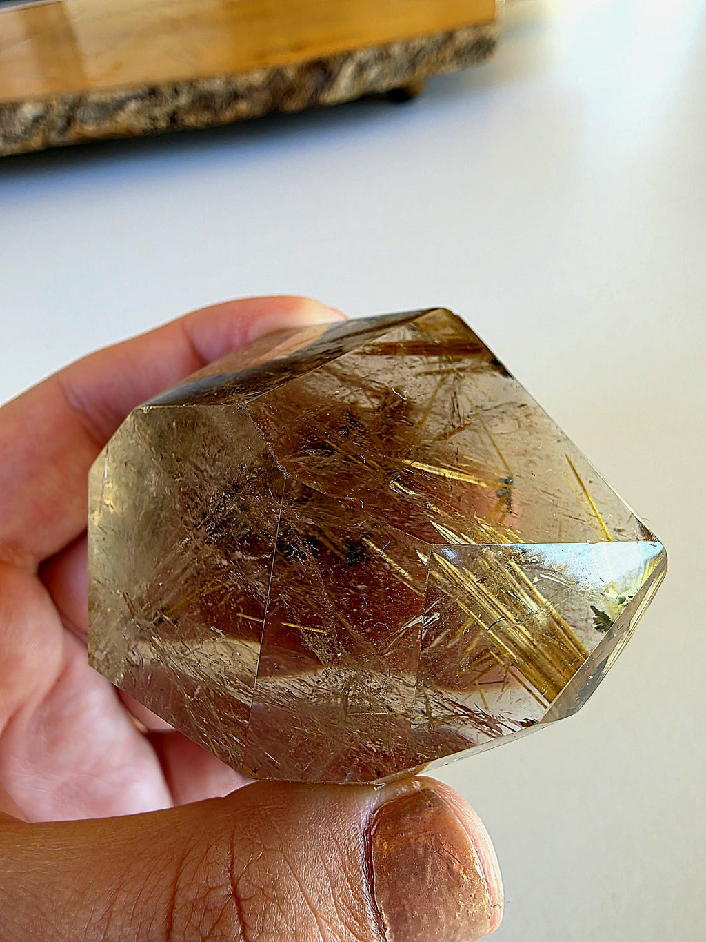 Golden Rutilated Quartz Freeform | Natural Rutile Quartz Crystal | Collector Display Mineral Decor