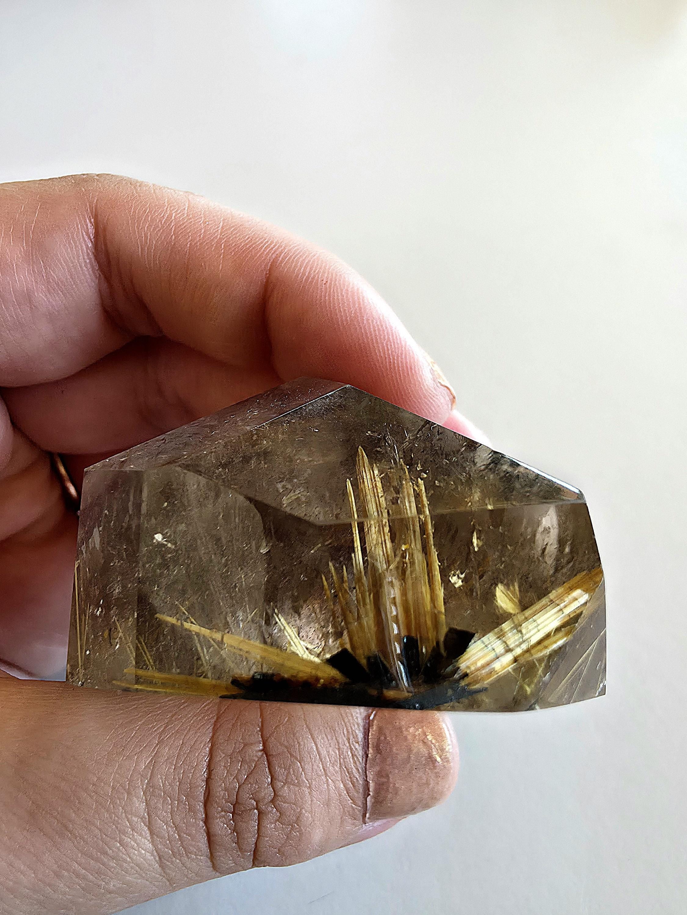 Golden Rutilated Quartz Freeform | Natural Rutile Quartz Crystal | Collector Display Mineral Decor