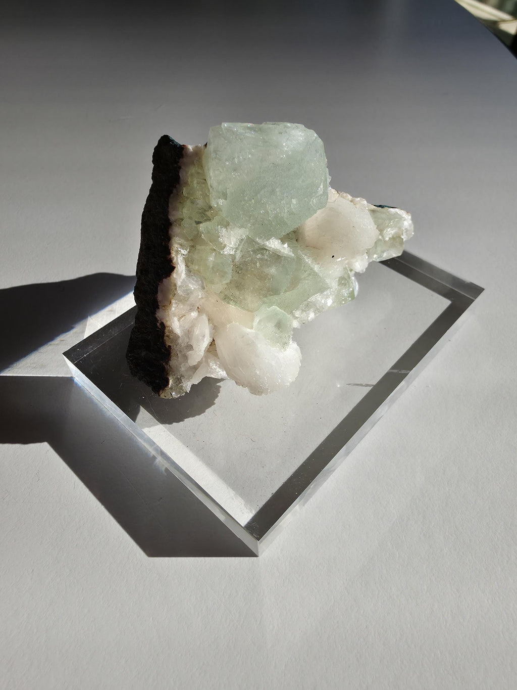 Mint Green Apophyllite with Stilbite | Natural Zeolite Crystal Specimen | Collector Mineral Display Decor