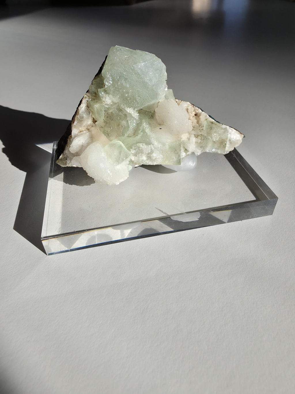 Mint Green Apophyllite with Stilbite | Natural Zeolite Crystal Specimen | Collector Mineral Display Decor