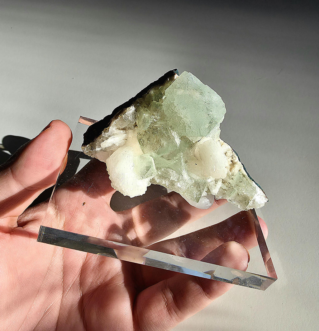 Mint Green Apophyllite with Stilbite | Natural Zeolite Crystal Specimen | Collector Mineral Display Decor