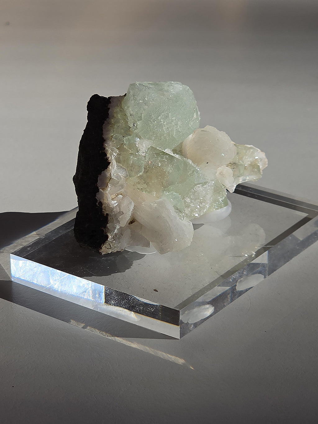 Mint Green Apophyllite with Stilbite | Natural Zeolite Crystal Specimen | Collector Mineral Display Decor