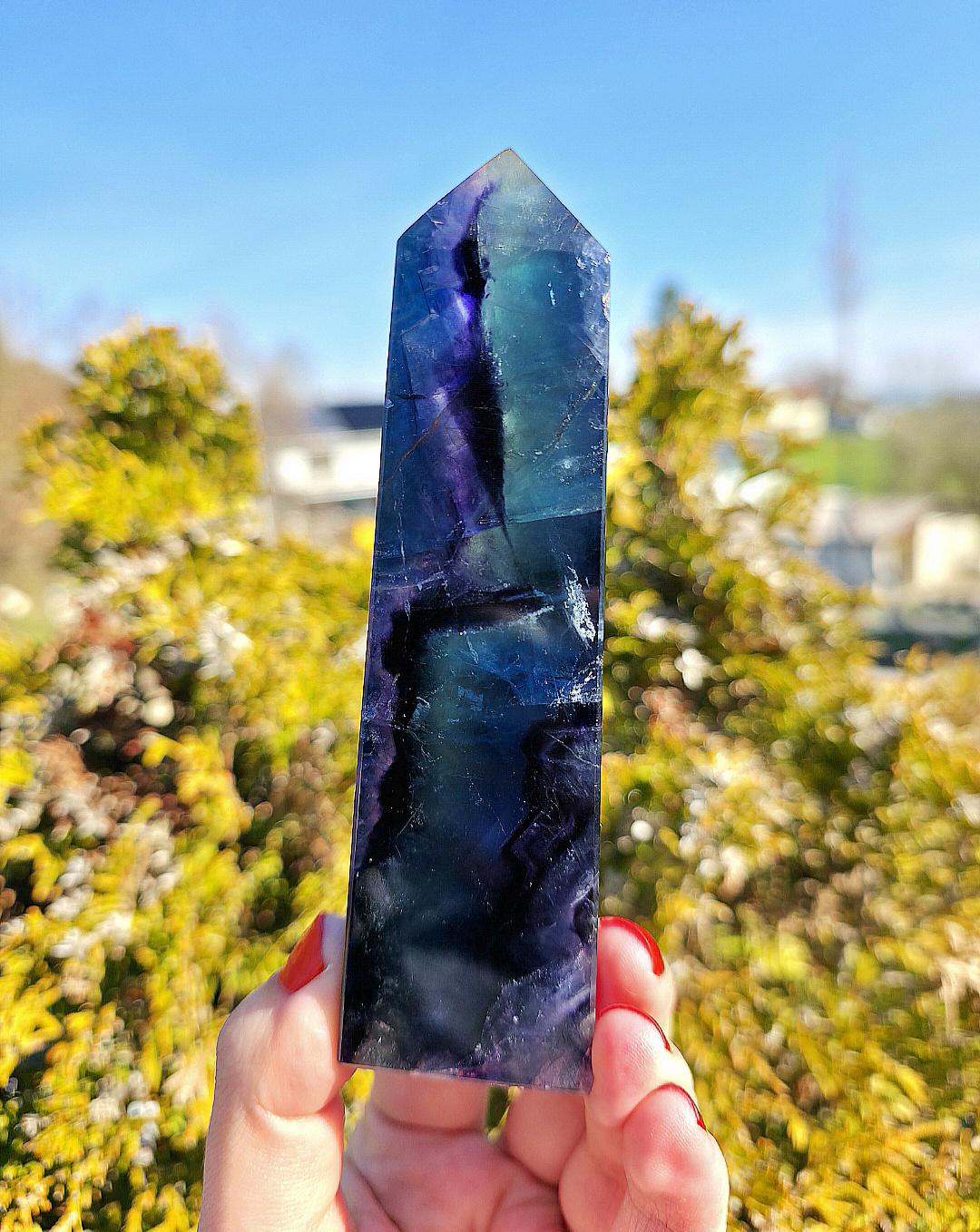 Blue Fluorite Tower | Polished Fluorite Point | Natural Blue Crystal Decor