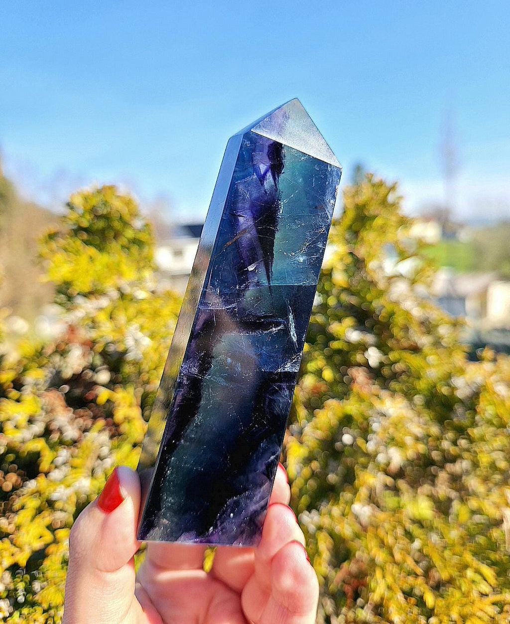 Blue Fluorite Tower | Polished Fluorite Point | Natural Blue Crystal Decor
