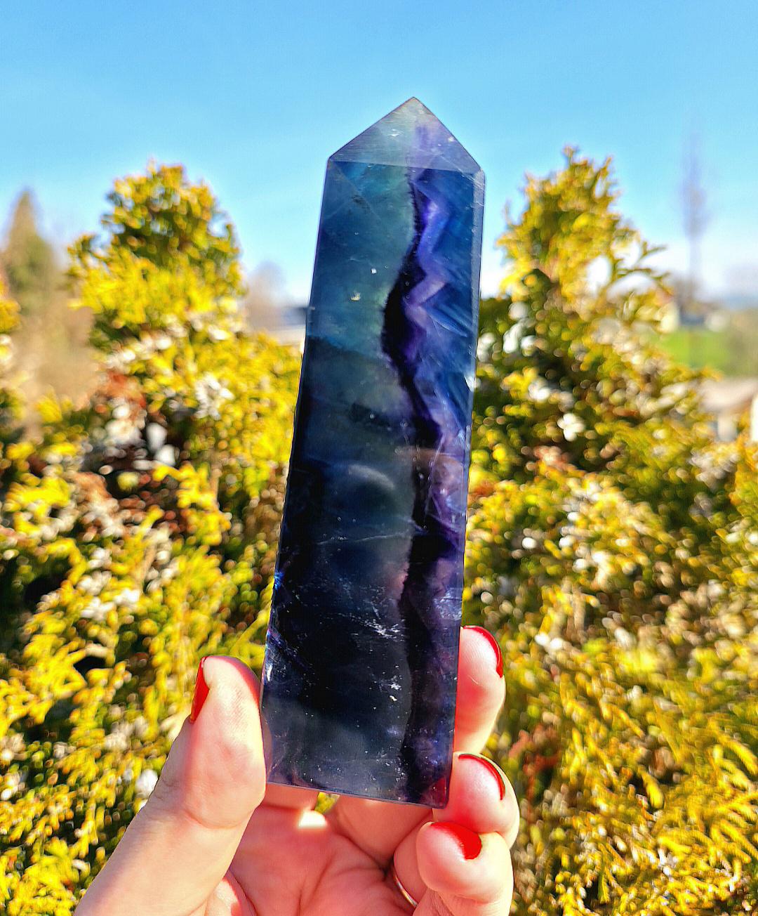 Blue Fluorite Tower | Polished Fluorite Point | Natural Blue Crystal Decor