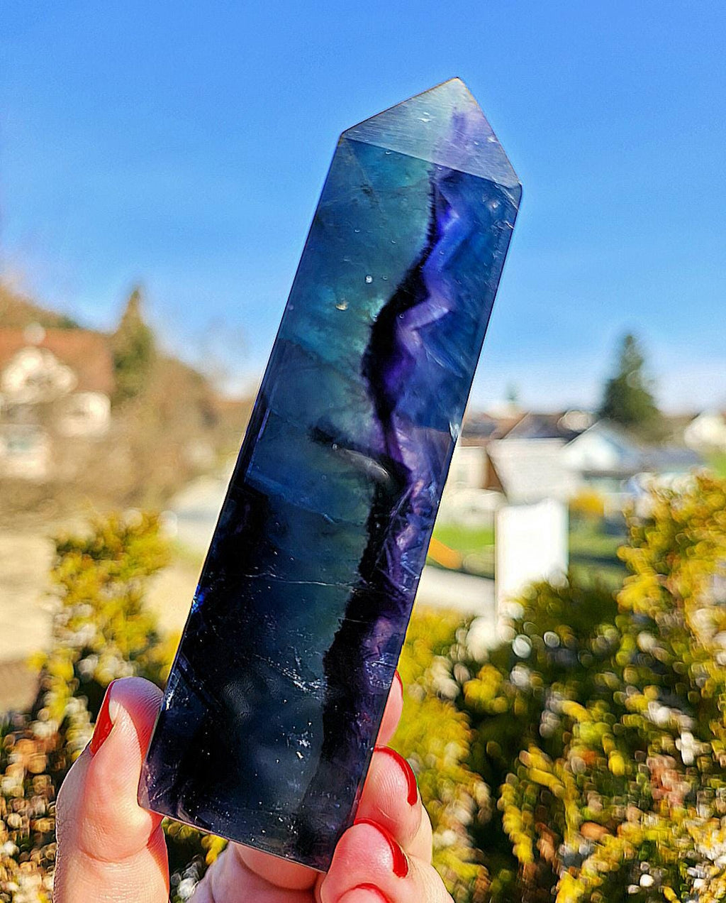 Blue Fluorite Tower | Polished Fluorite Point | Natural Blue Crystal Decor