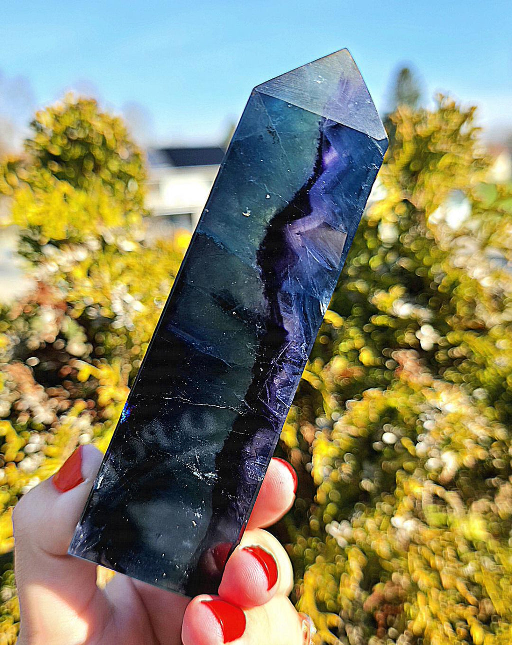 Blue Fluorite Tower | Polished Fluorite Point | Natural Blue Crystal Decor