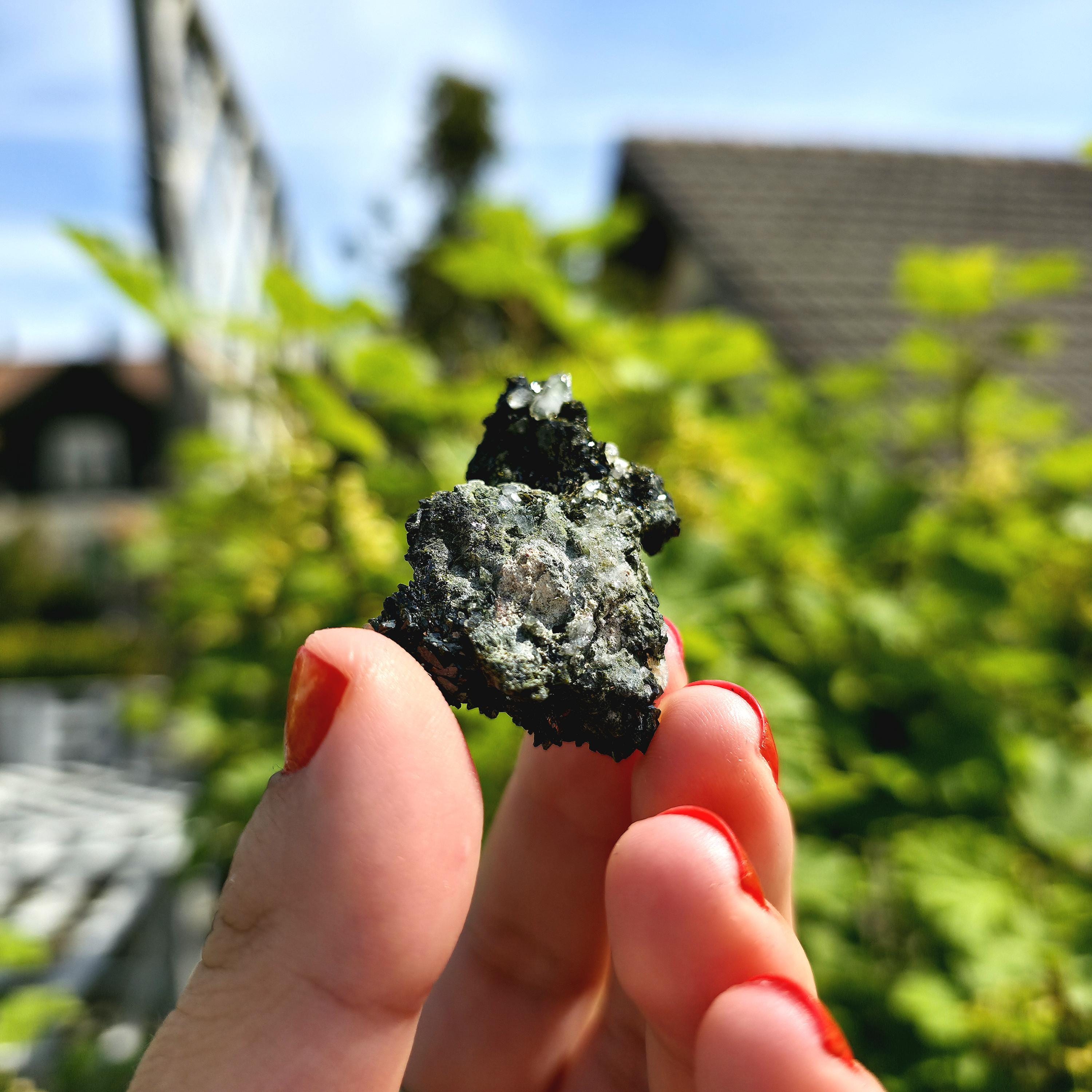 Epidote Specimen | Natural Green Crystal Cluster | Collector Mineral Display Decor