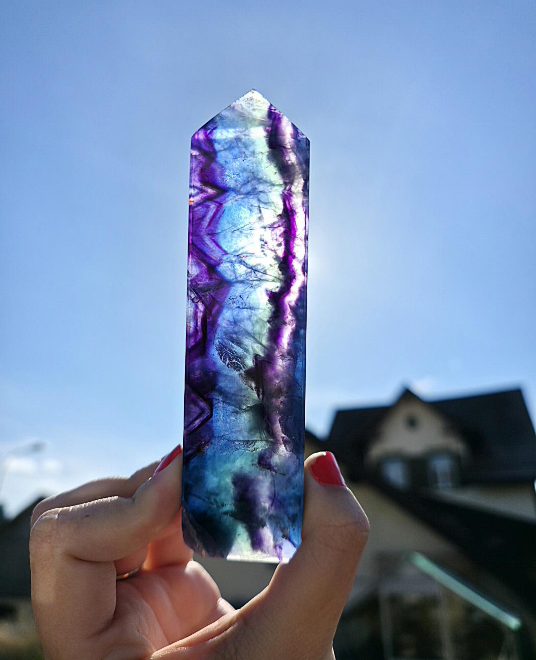 Blue Fluorite Tower | Polished Fluorite Point | Natural Blue Crystal Decor