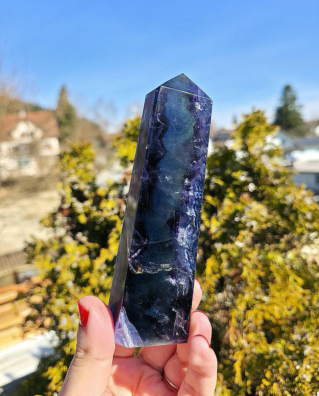 Blue Fluorite Tower | Polished Fluorite Point | Natural Blue Crystal Decor