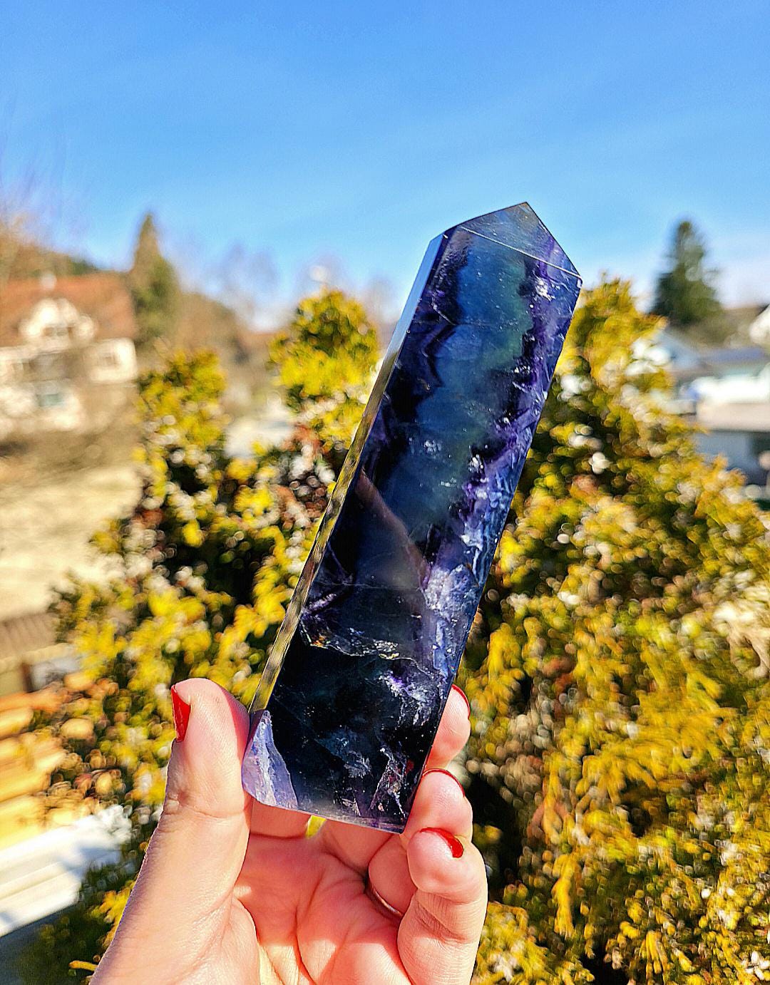 Blue Fluorite Tower | Polished Fluorite Point | Natural Blue Crystal Decor