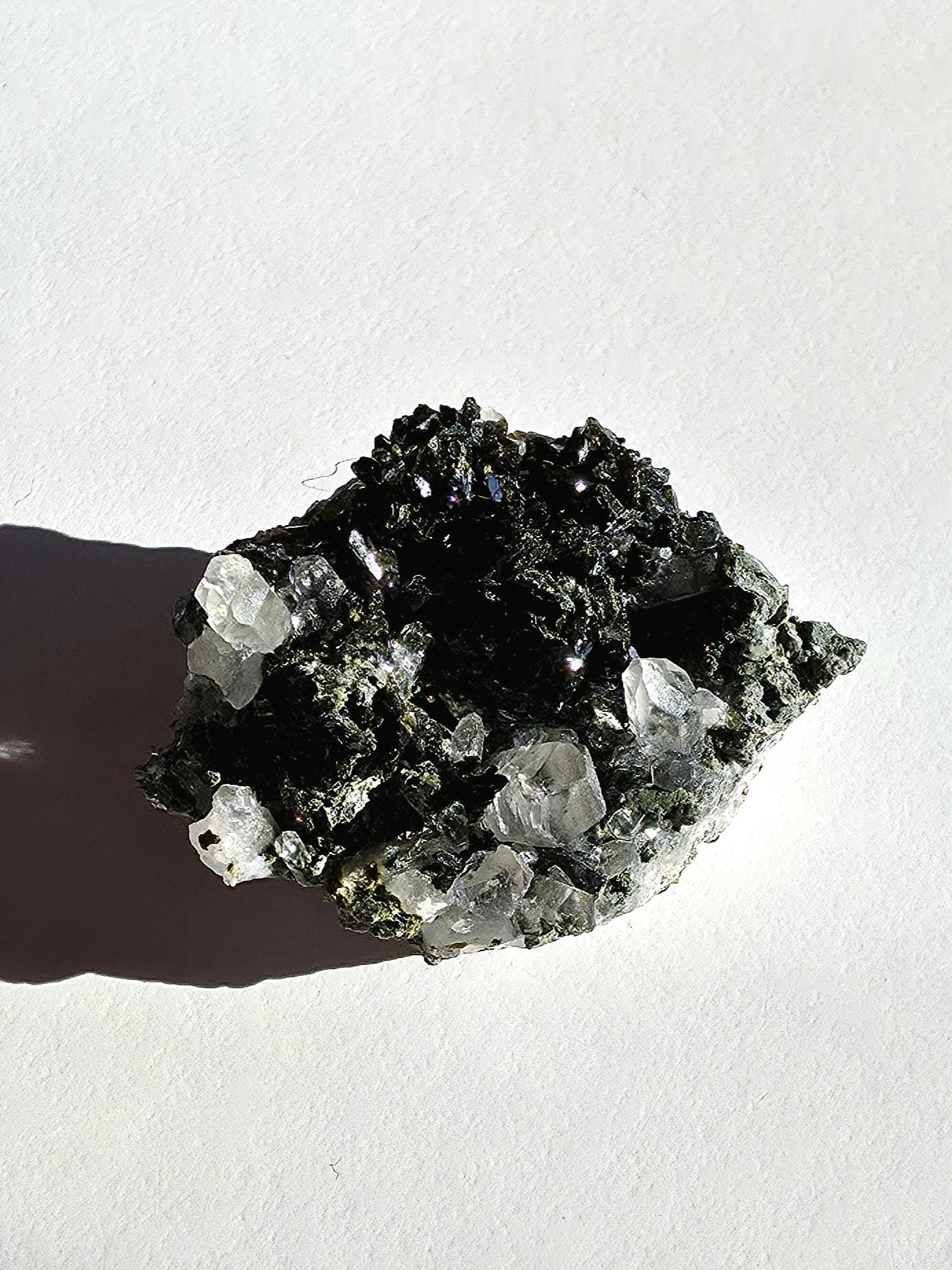 Epidote Specimen | Natural Green Crystal Cluster | Collector Mineral Display Decor