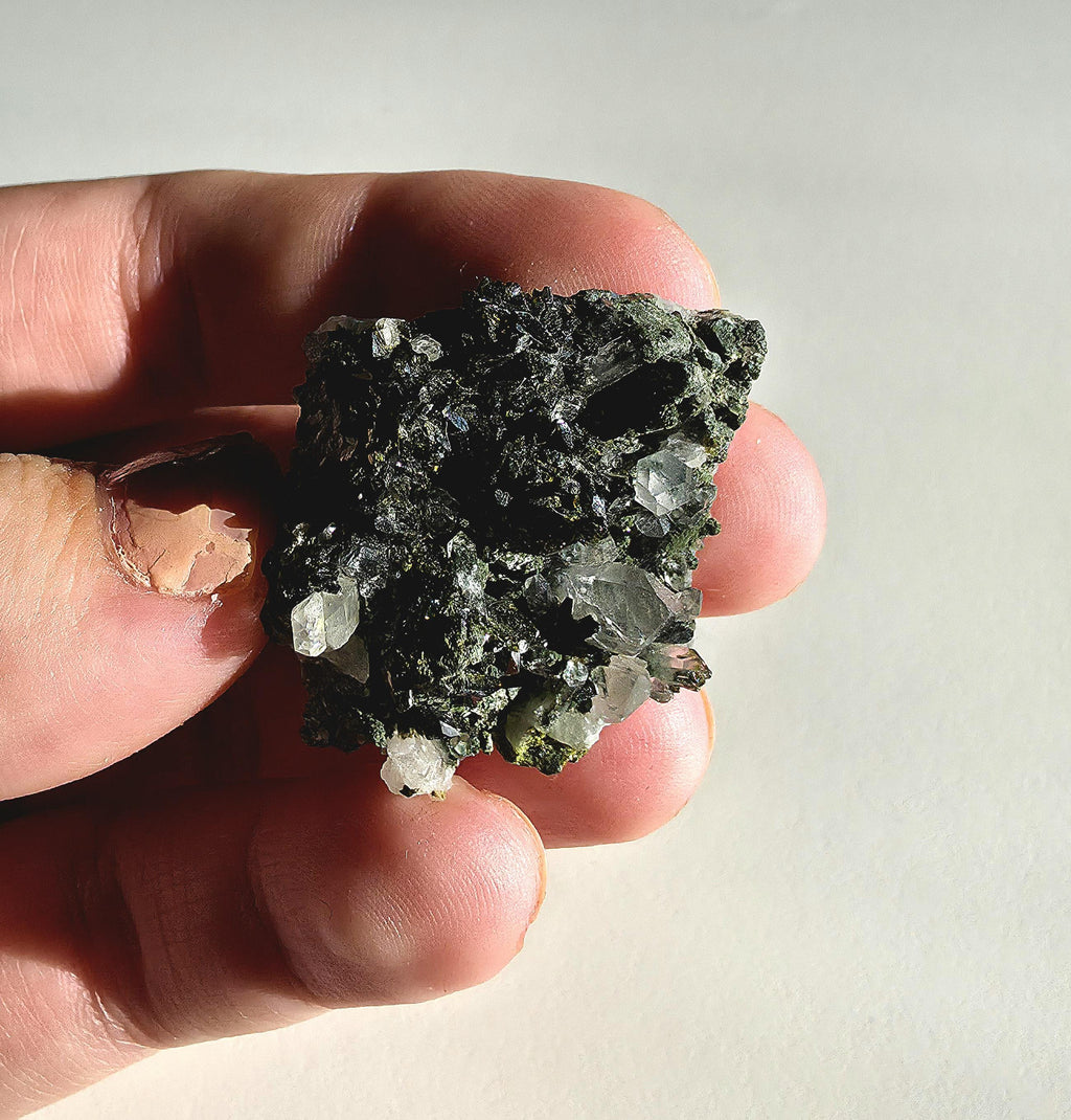 Epidote Specimen | Natural Green Crystal Cluster | Collector Mineral Display Decor