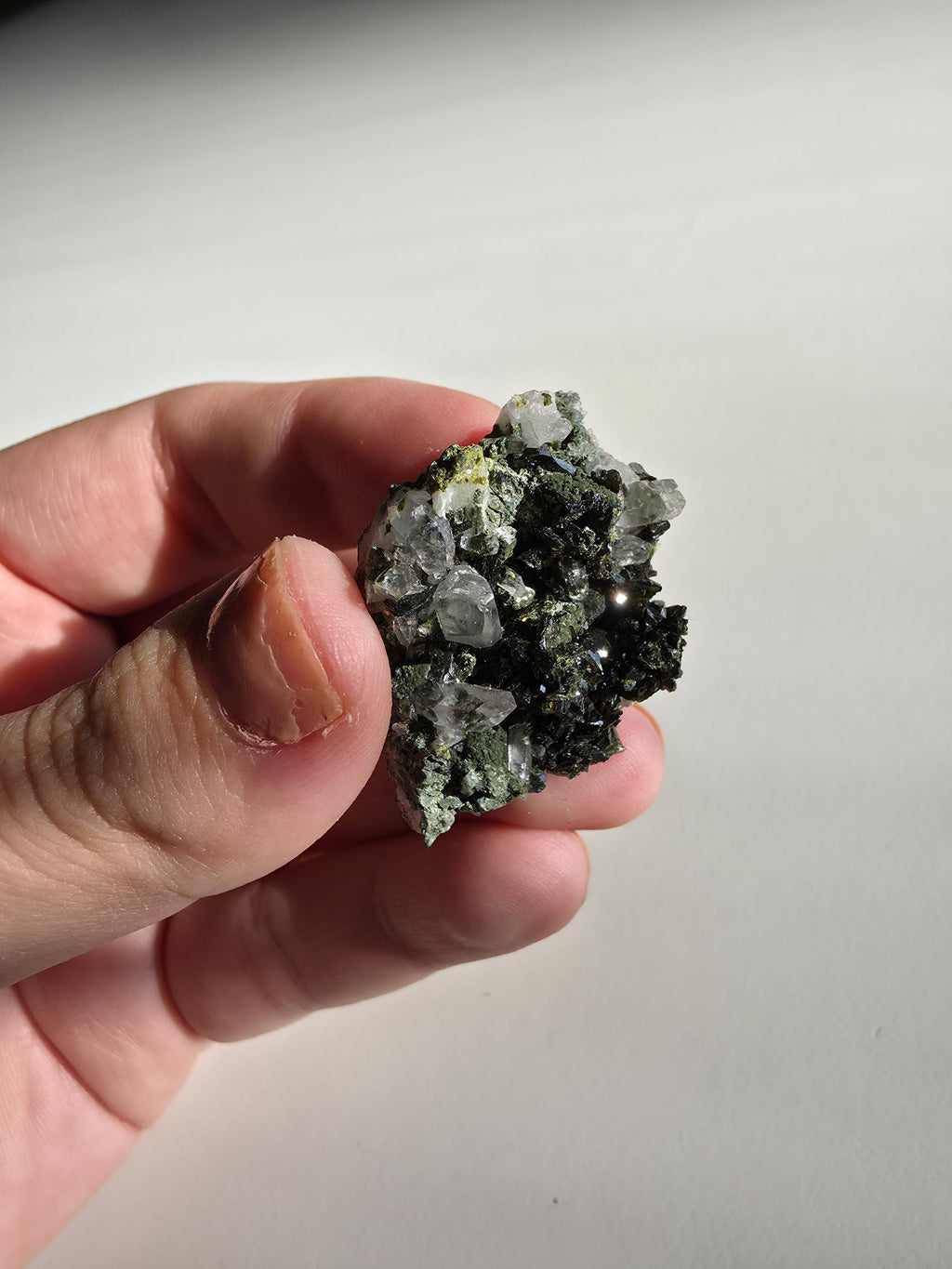 Epidote Specimen | Natural Green Crystal Cluster | Collector Mineral Display Decor