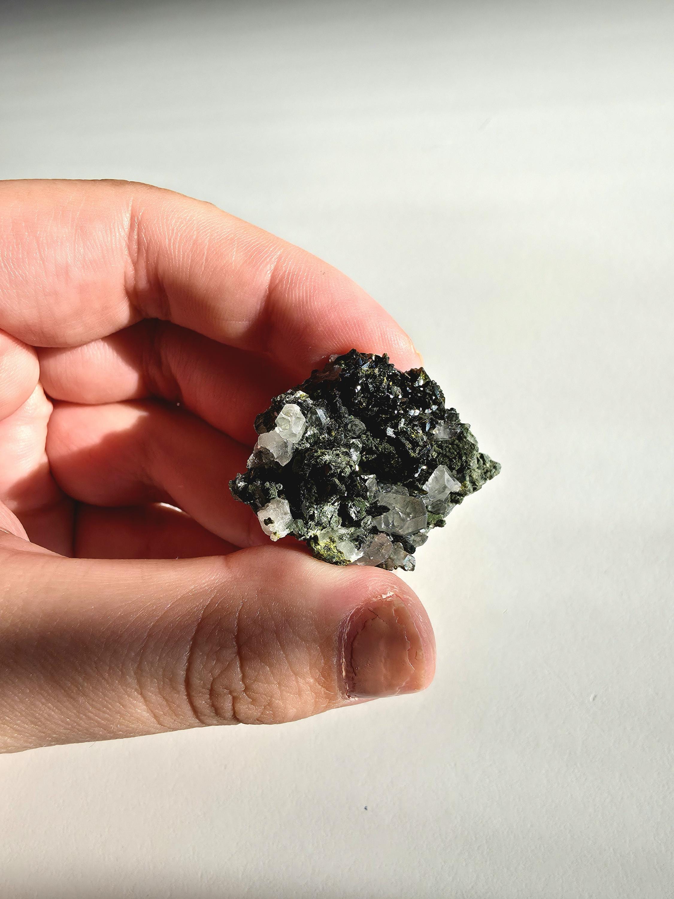 Epidote Specimen | Natural Green Crystal Cluster | Collector Mineral Display Decor