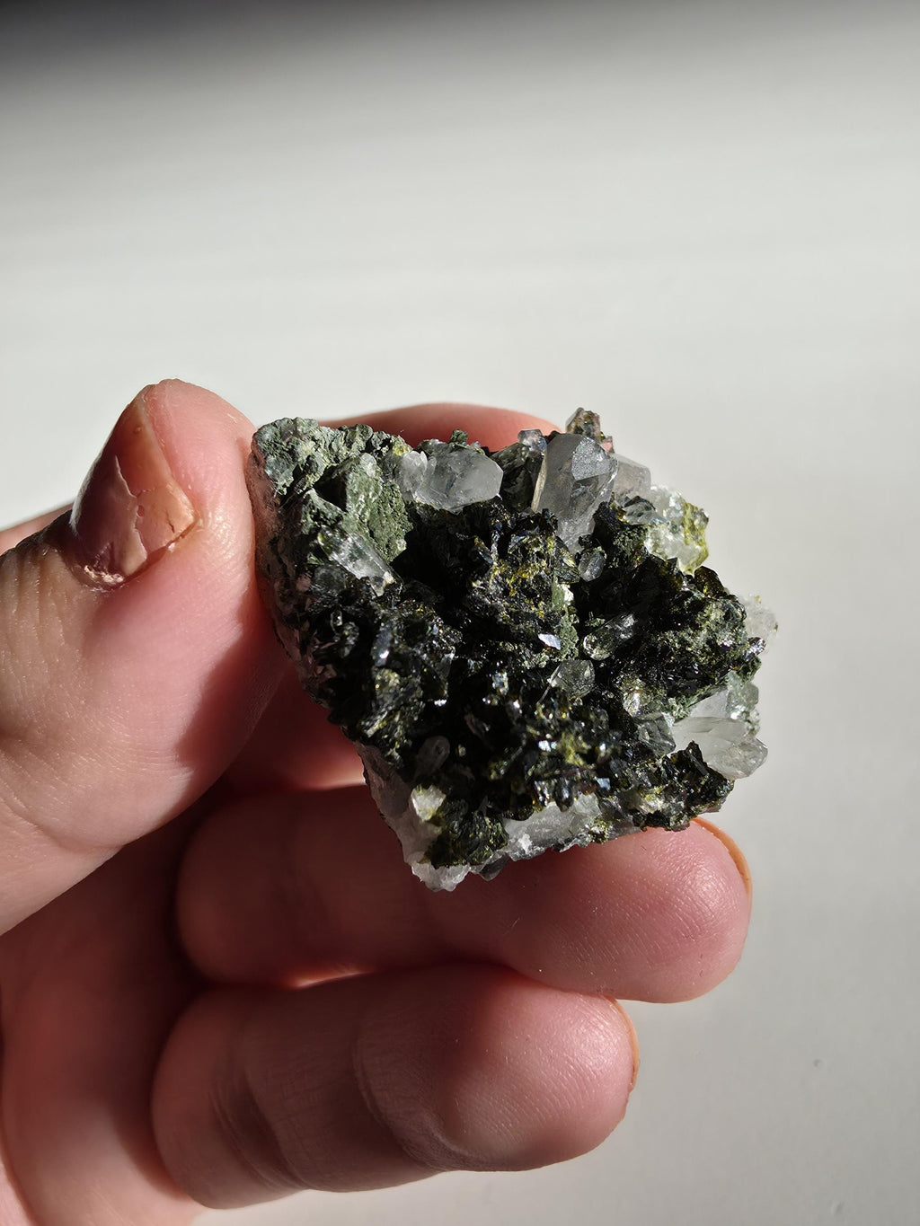 Epidote Specimen | Natural Green Crystal Cluster | Collector Mineral Display Decor
