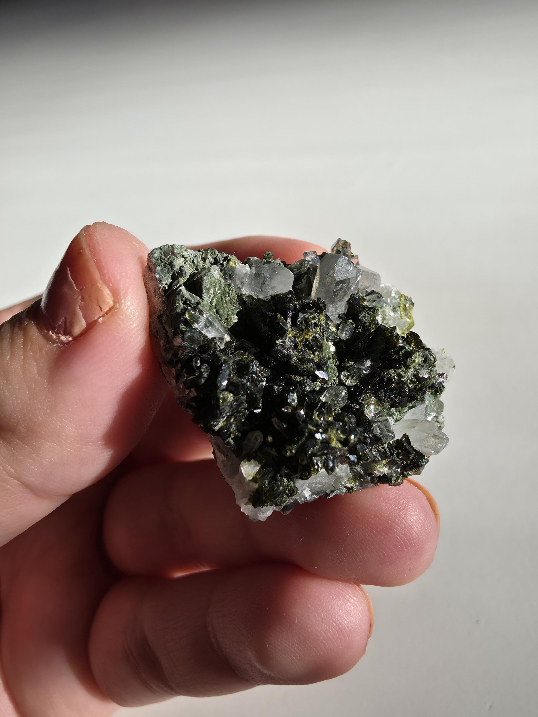 Epidote Specimen | Natural Green Crystal Cluster | Collector Mineral Display Decor