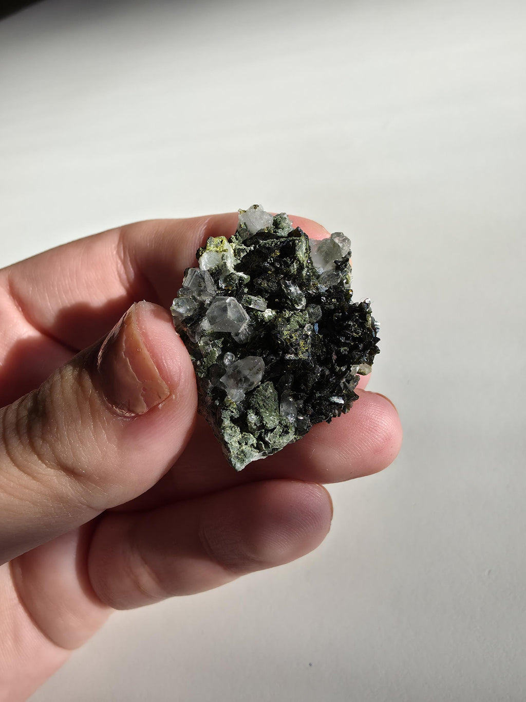 Epidote Specimen | Natural Green Crystal Cluster | Collector Mineral Display Decor