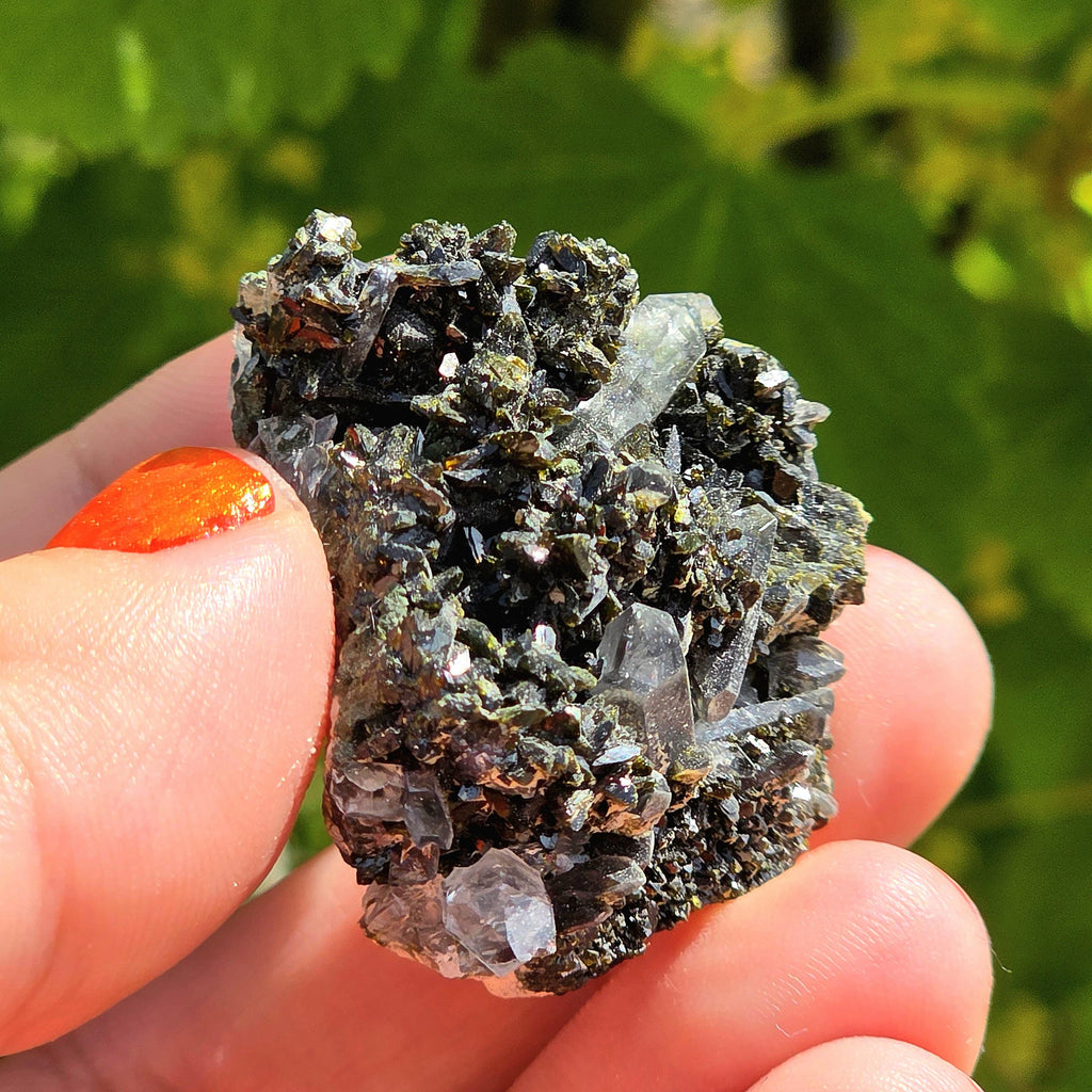 Epidote Specimen | Natural Green Crystal Cluster | Collector Mineral Display Decor