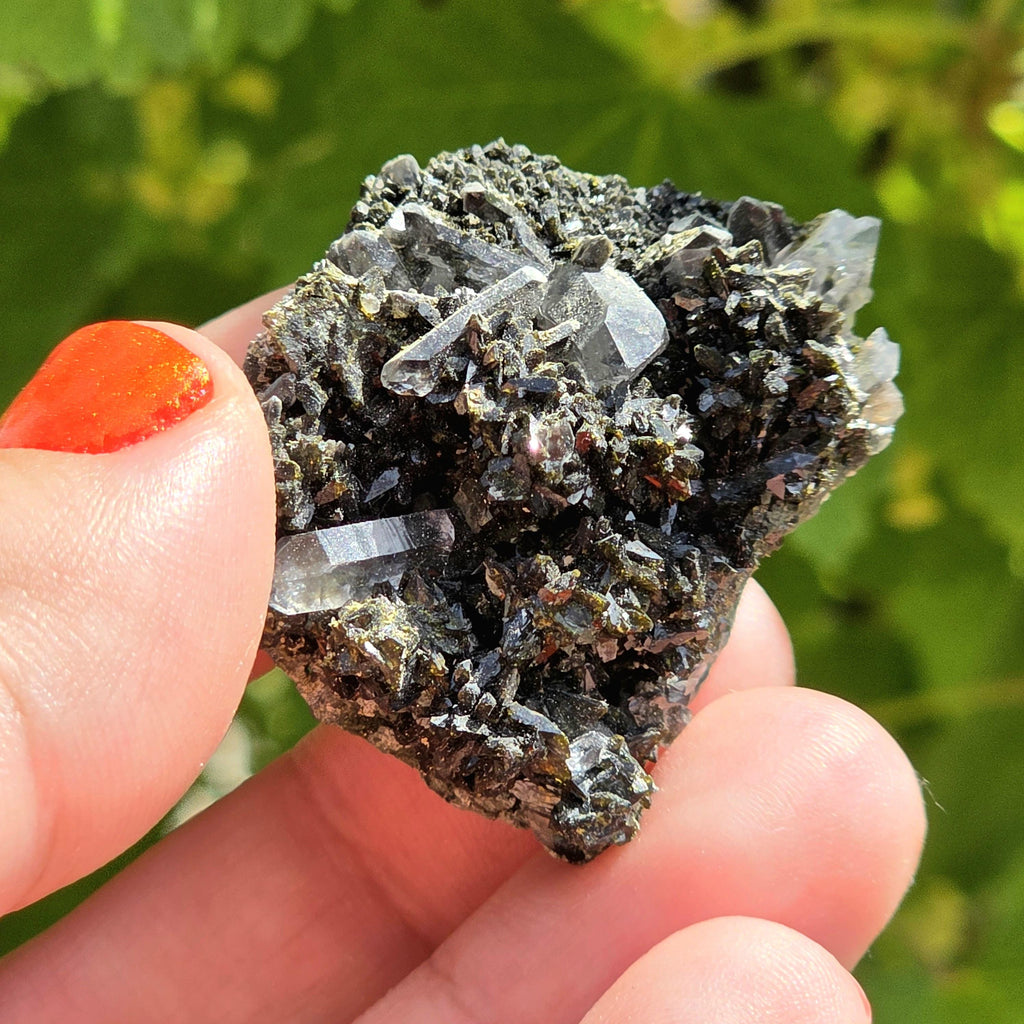 Epidote Specimen | Natural Green Crystal Cluster | Collector Mineral Display Decor