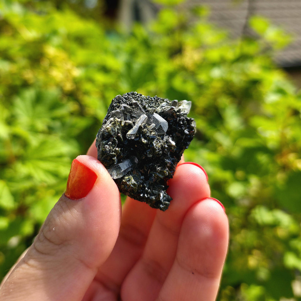 Epidote Specimen | Natural Green Crystal Cluster | Collector Mineral Display Decor