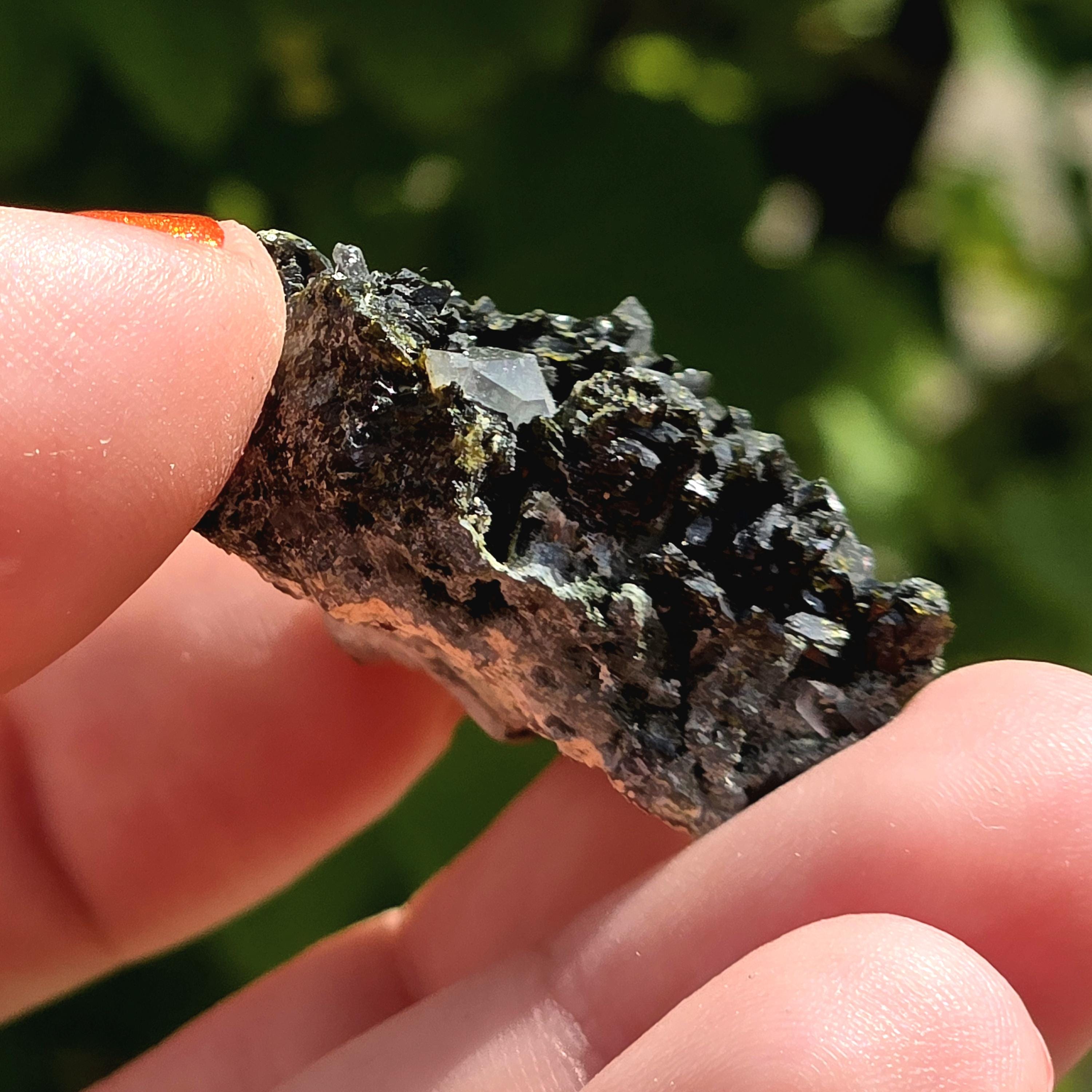Epidote Specimen | Natural Green Crystal Cluster | Collector Mineral Display Decor