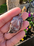 Polychrome Jasper Leaf Necklace, Desert Jasper Pendant, Earth Tone Crystal Jewelry, Natural Stone Leaf, Boho Necklace
