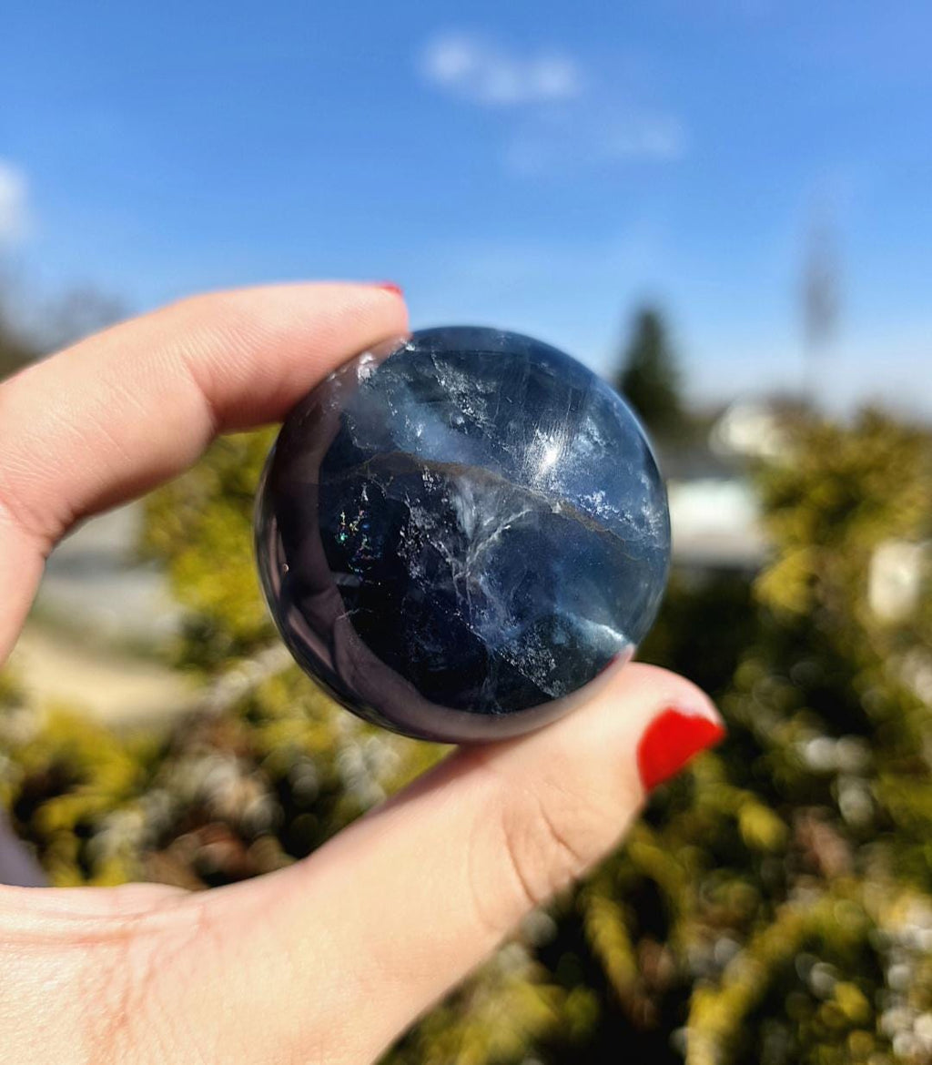 Blue Fluorite Sphere | Polished Crystal Ball | Collector Display Piece | Crystal Decor for Mineral Lovers
