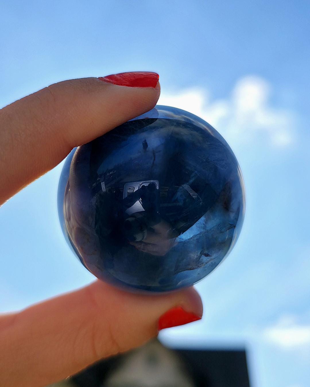 Blue Fluorite Sphere | Polished Crystal Ball | Collector Display Piece | Crystal Decor for Mineral Lovers