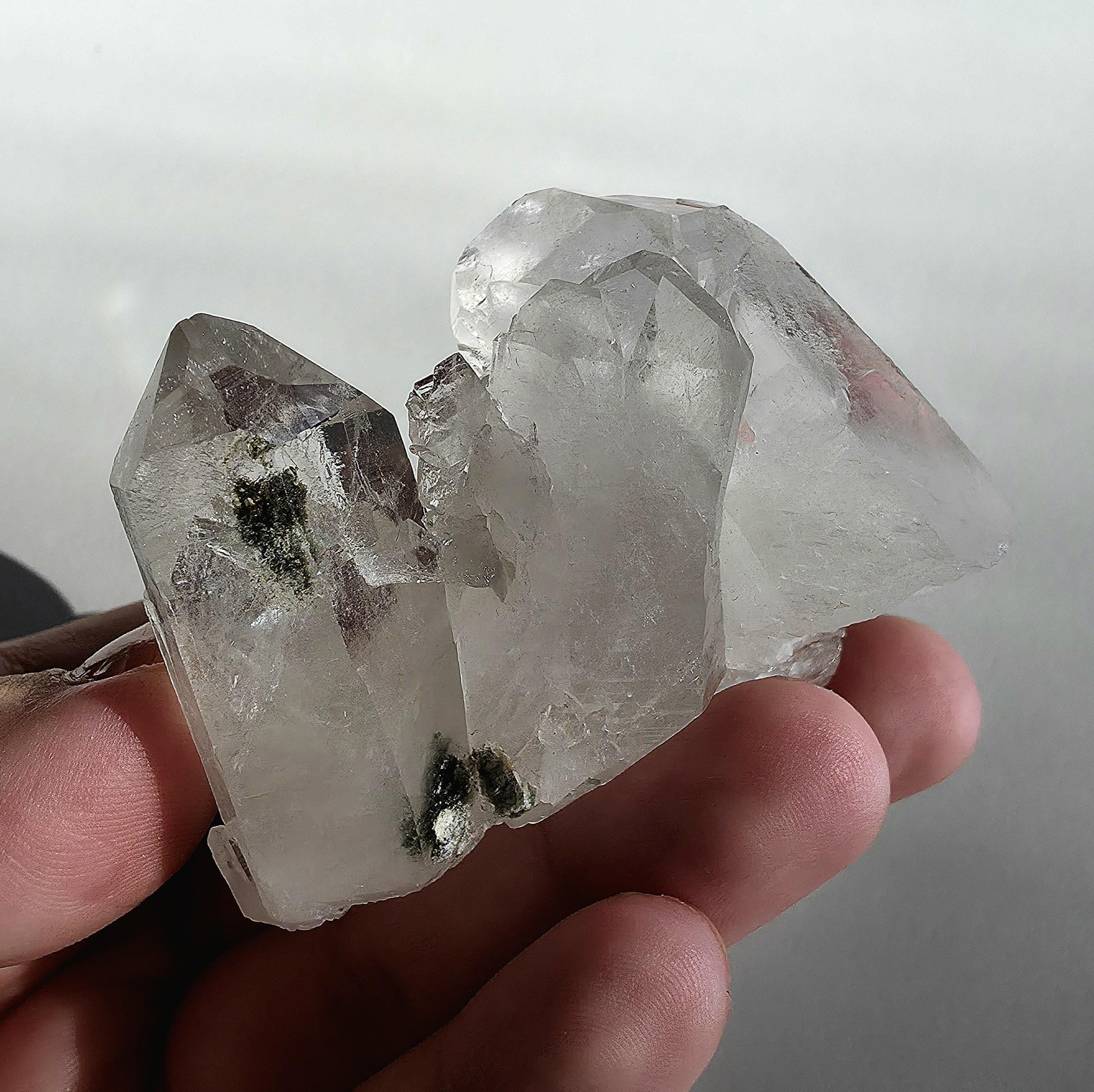 Natural Clear Quartz Cluster | Brazilian Crystal with Included Point | Mineral Display Specimen