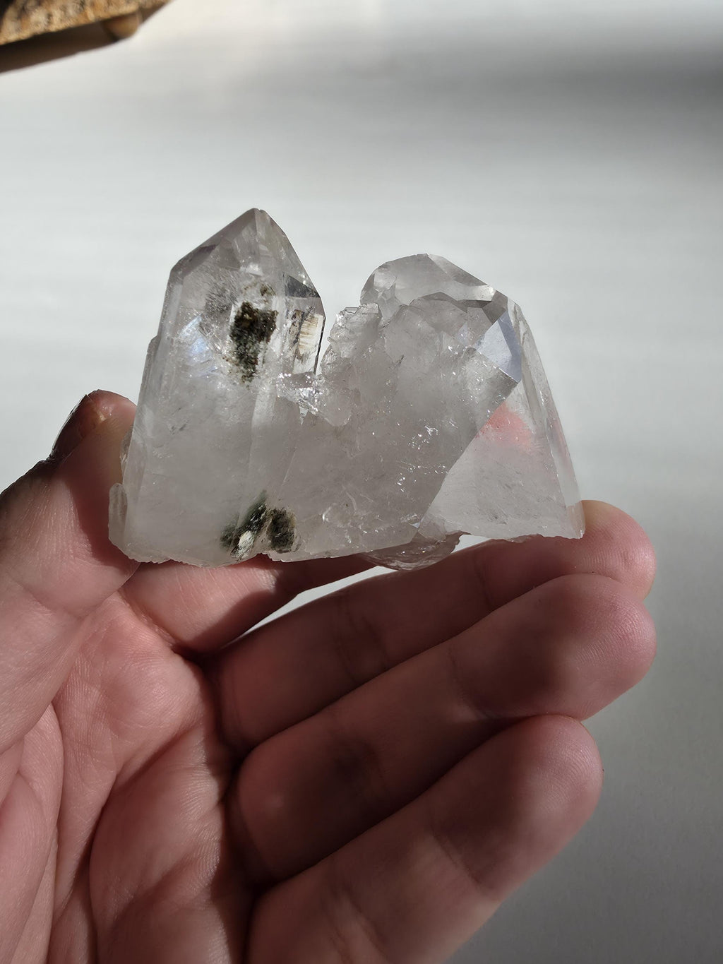 Natural Clear Quartz Cluster | Brazilian Crystal with Included Point | Mineral Display Specimen