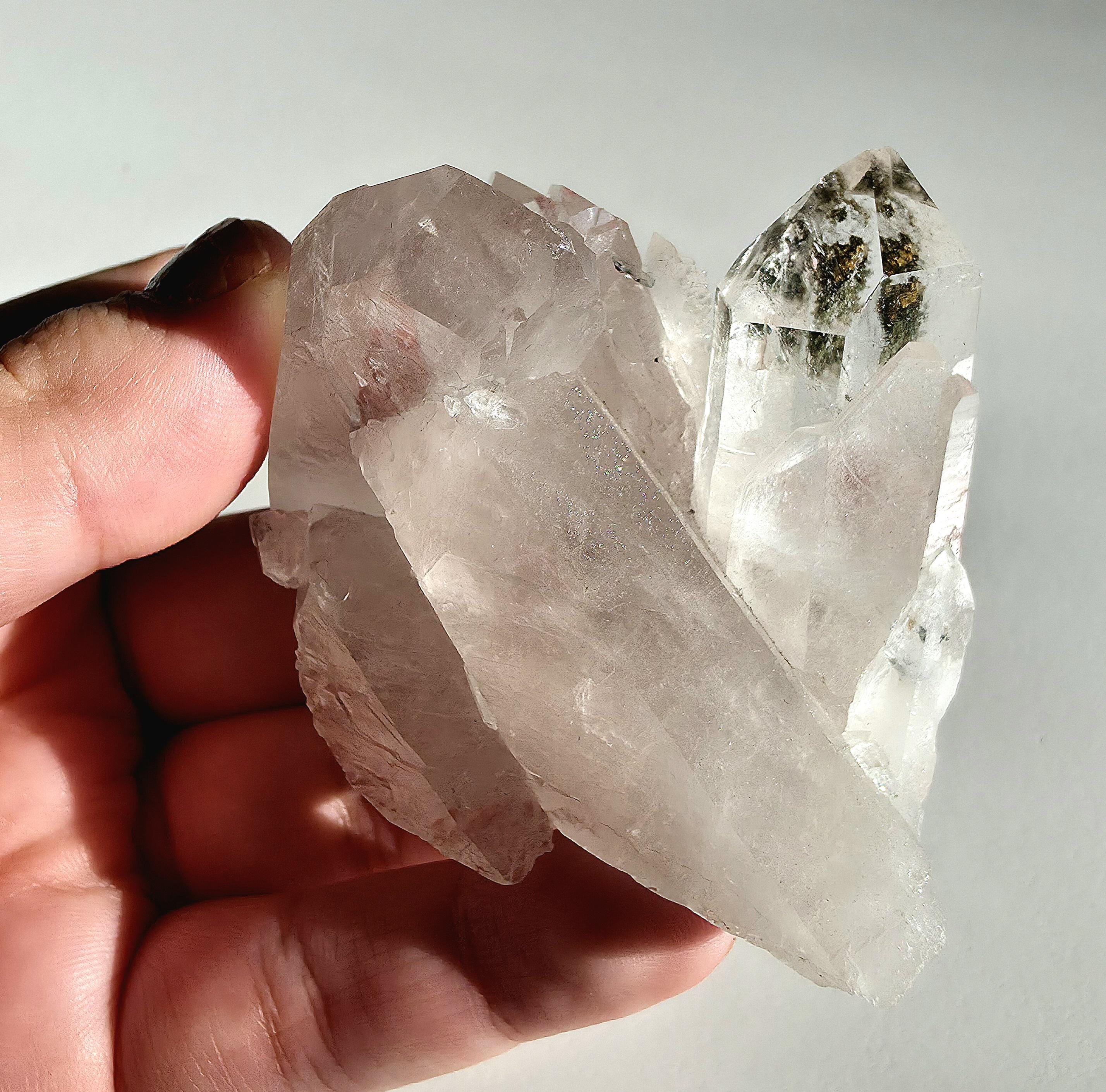 Natural Clear Quartz Cluster | Brazilian Crystal with Included Point | Mineral Display Specimen