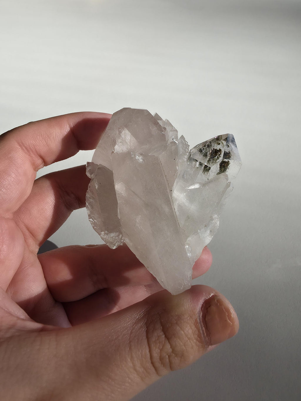 Natural Clear Quartz Cluster | Brazilian Crystal with Included Point | Mineral Display Specimen