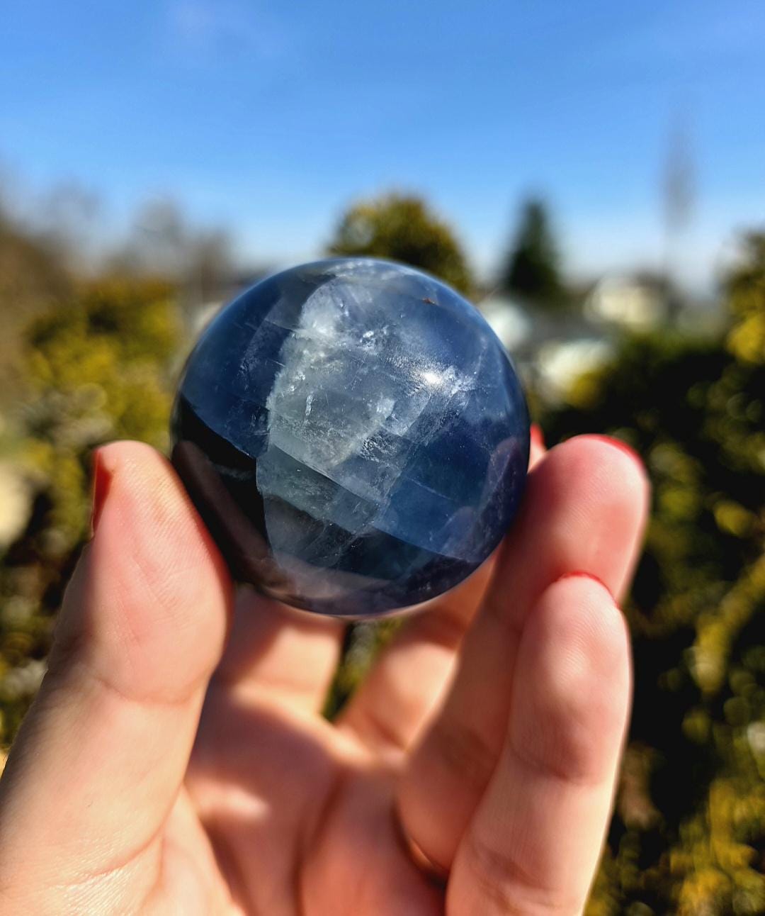 Blue Fluorite Sphere | Polished Crystal Ball | Collector Display Piece | Crystal Decor for Mineral Lovers