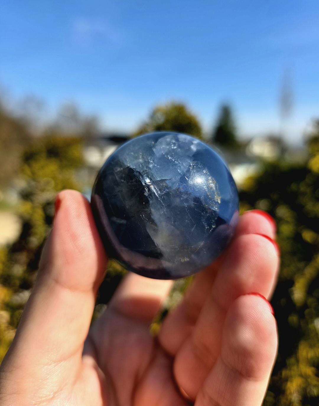 Blue Fluorite Sphere | Polished Crystal Ball | Collector Display Piece | Crystal Decor for Mineral Lovers