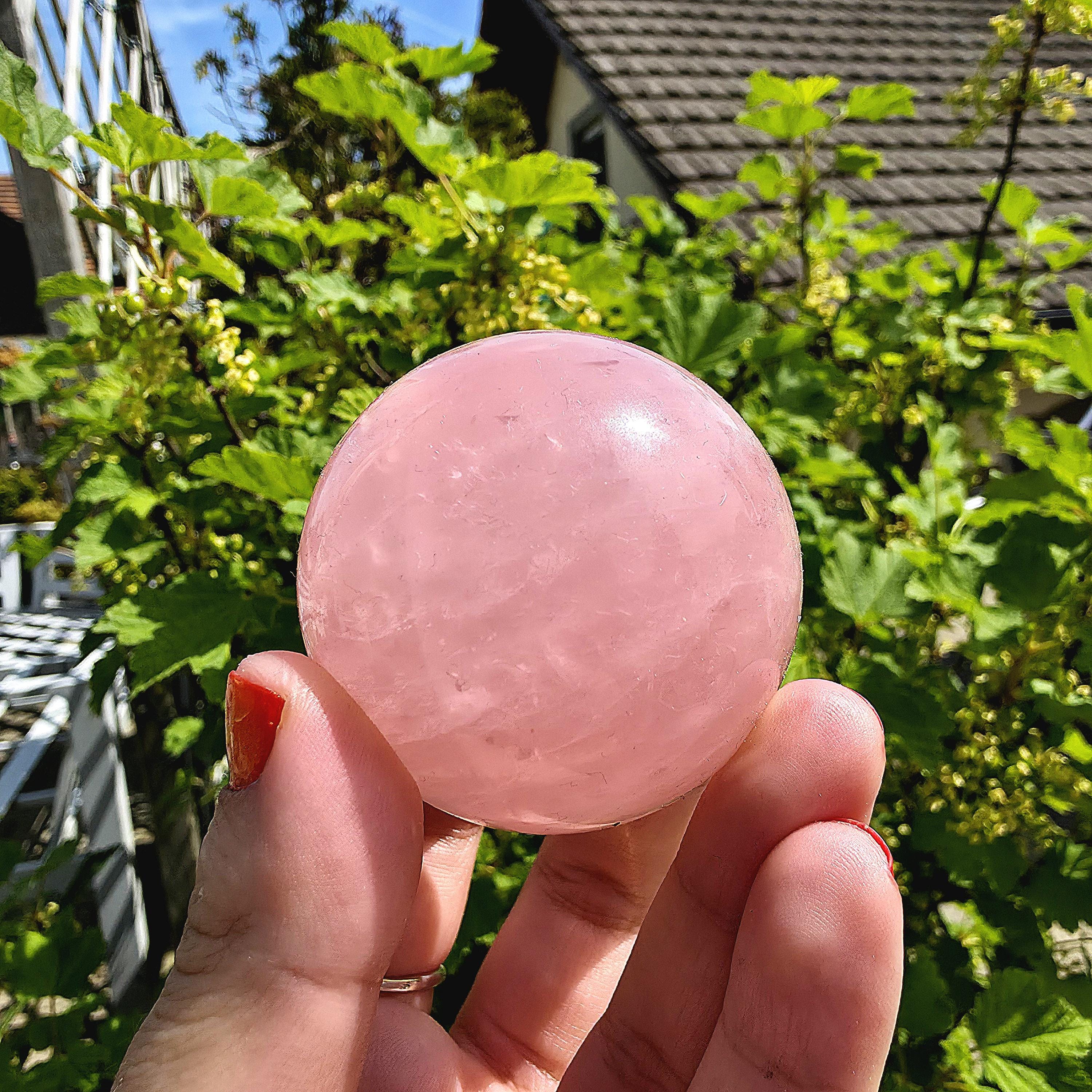 Rose Quartz Sphere | Pink Crystal Orb | Polished Love Stone | 5cm Gemstone Sphere | High Quality Crystal Display