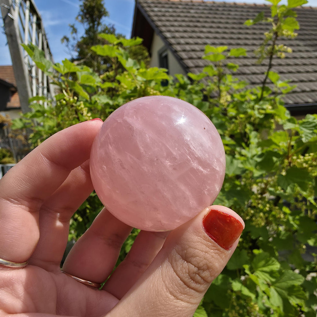 Rose Quartz Sphere | Pink Crystal Orb | Polished Love Stone | 5cm Gemstone Sphere | High Quality Crystal Display