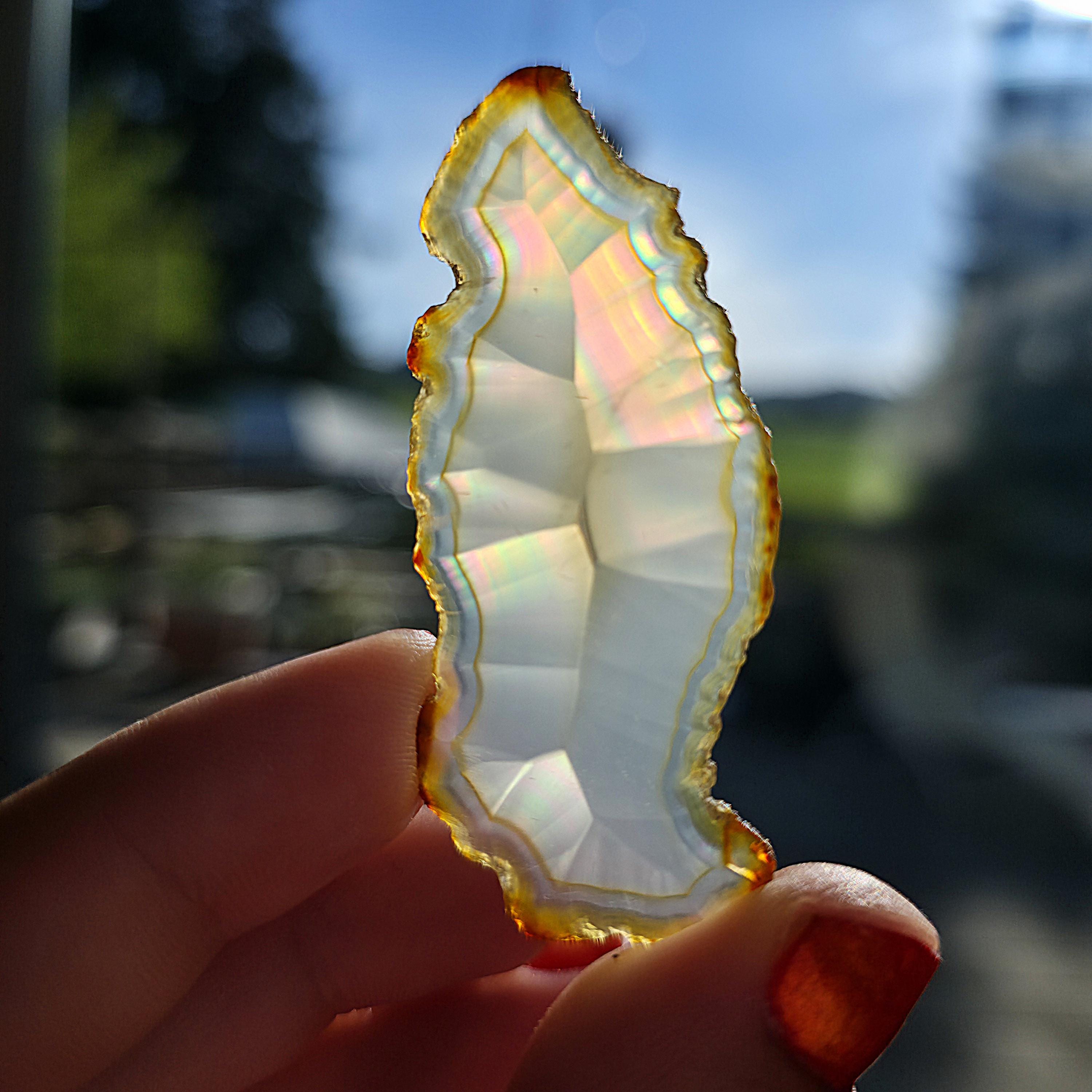 Natural Iris Agate Slice | Rainbow Agate Slice | Flashy Banded Agate | Collector Crystal | Small Agate Specimen