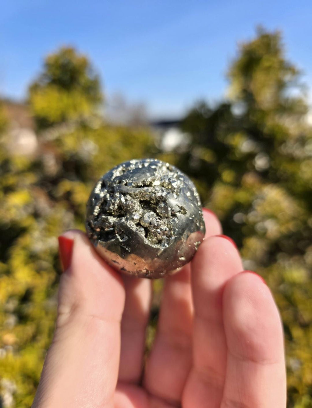 Druzy Pyrite Sphere | Sparkling Fool’s Gold Crystal Ball | Natural Metallic Mineral Specimen Decor