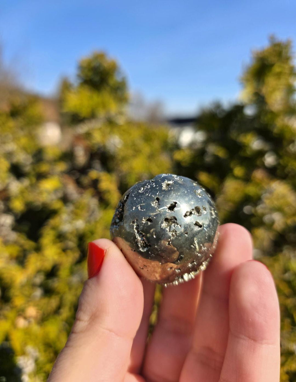 Druzy Pyrite Sphere | Sparkling Fool’s Gold Crystal Ball | Natural Metallic Mineral Specimen Decor
