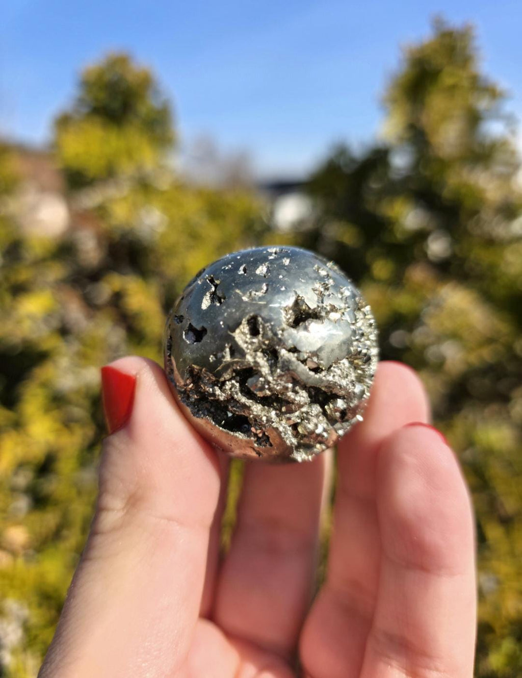 Druzy Pyrite Sphere | Sparkling Fool’s Gold Crystal Ball | Natural Metallic Mineral Specimen Decor
