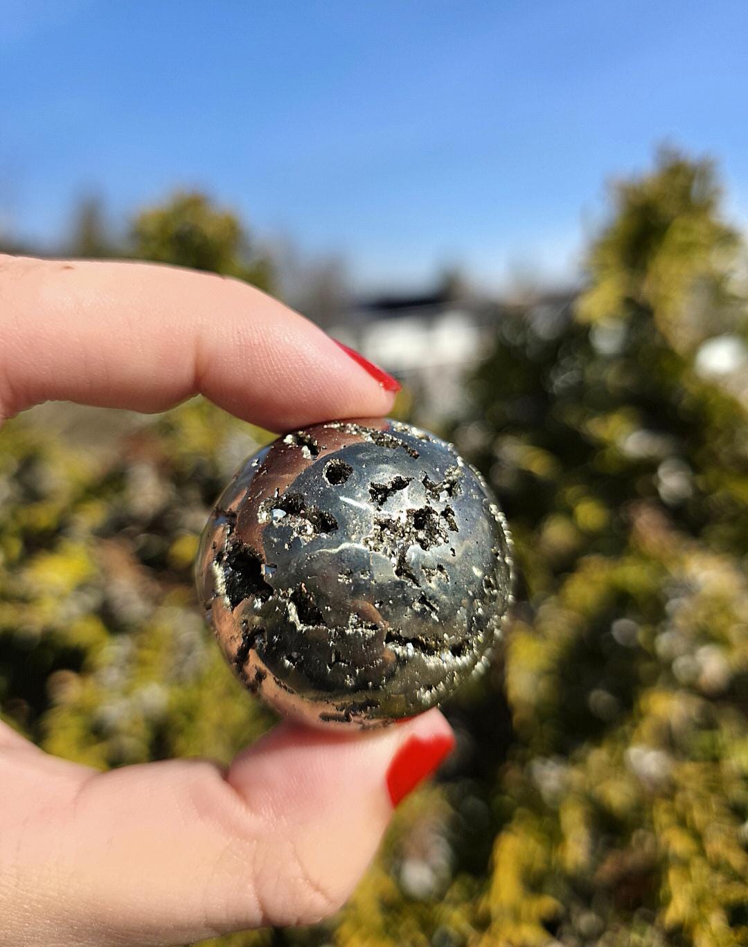 Druzy Pyrite Sphere | Sparkling Fool’s Gold Crystal Ball | Natural Metallic Mineral Specimen Decor