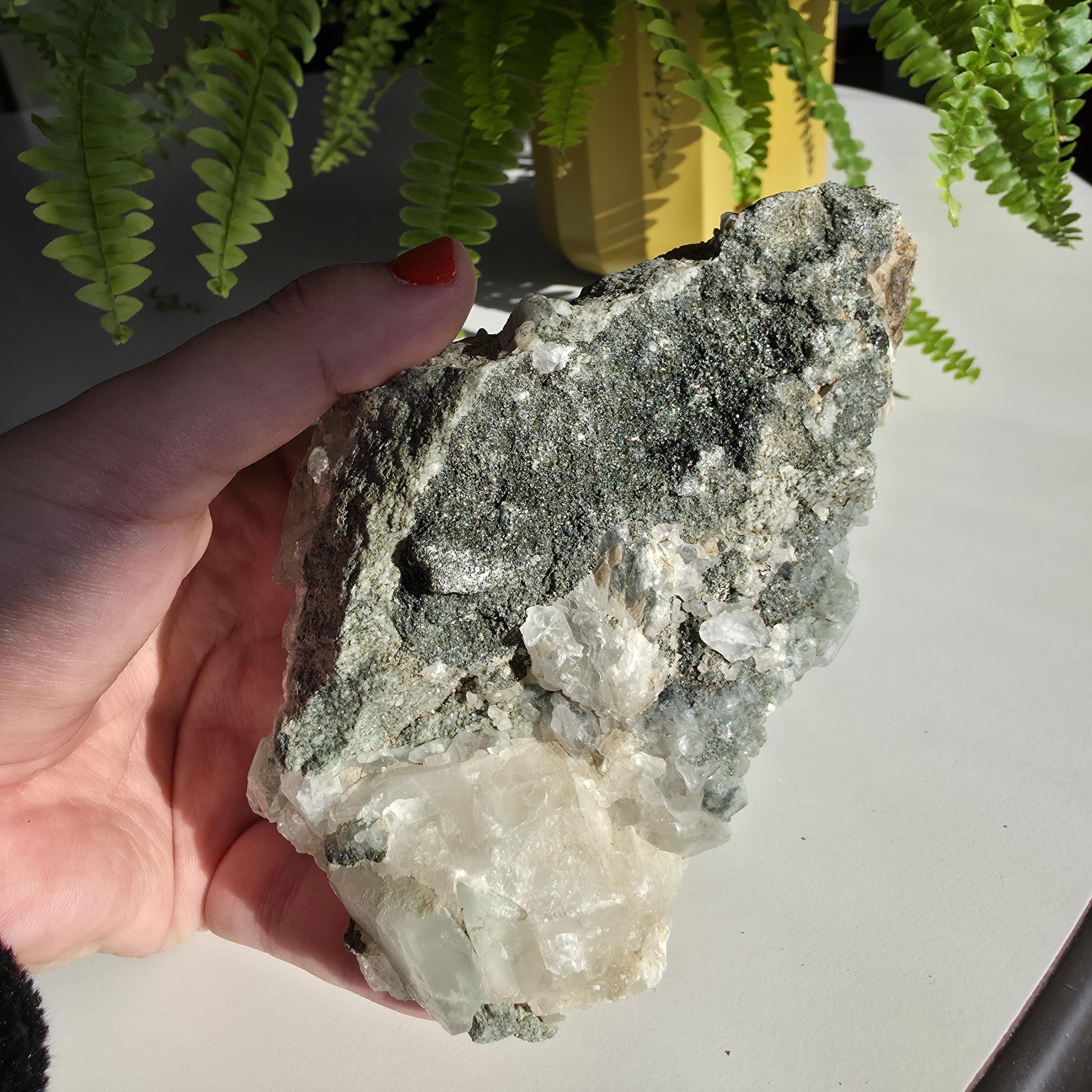Swiss Alpine Chlorite Quartz Cluster | Green Chlorite Included Quartz | Large Alpine Quartz Specimen | Swiss Alps
