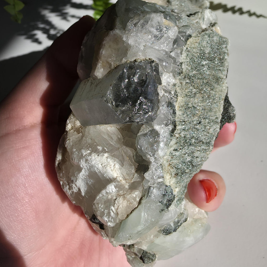 Swiss Alpine Chlorite Quartz Cluster | Green Chlorite Included Quartz | Large Alpine Quartz Specimen | Swiss Alps