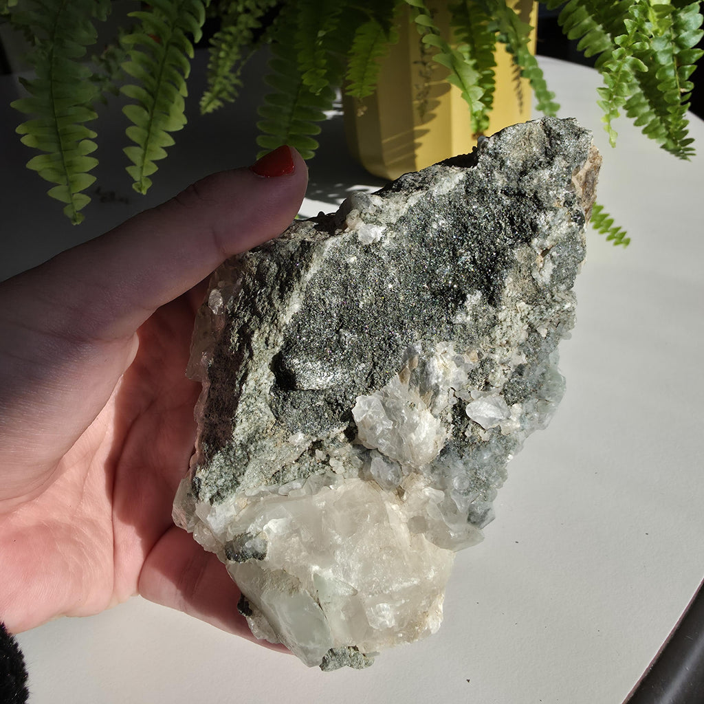 Swiss Alpine Chlorite Quartz Cluster | Green Chlorite Included Quartz | Large Alpine Quartz Specimen | Swiss Alps