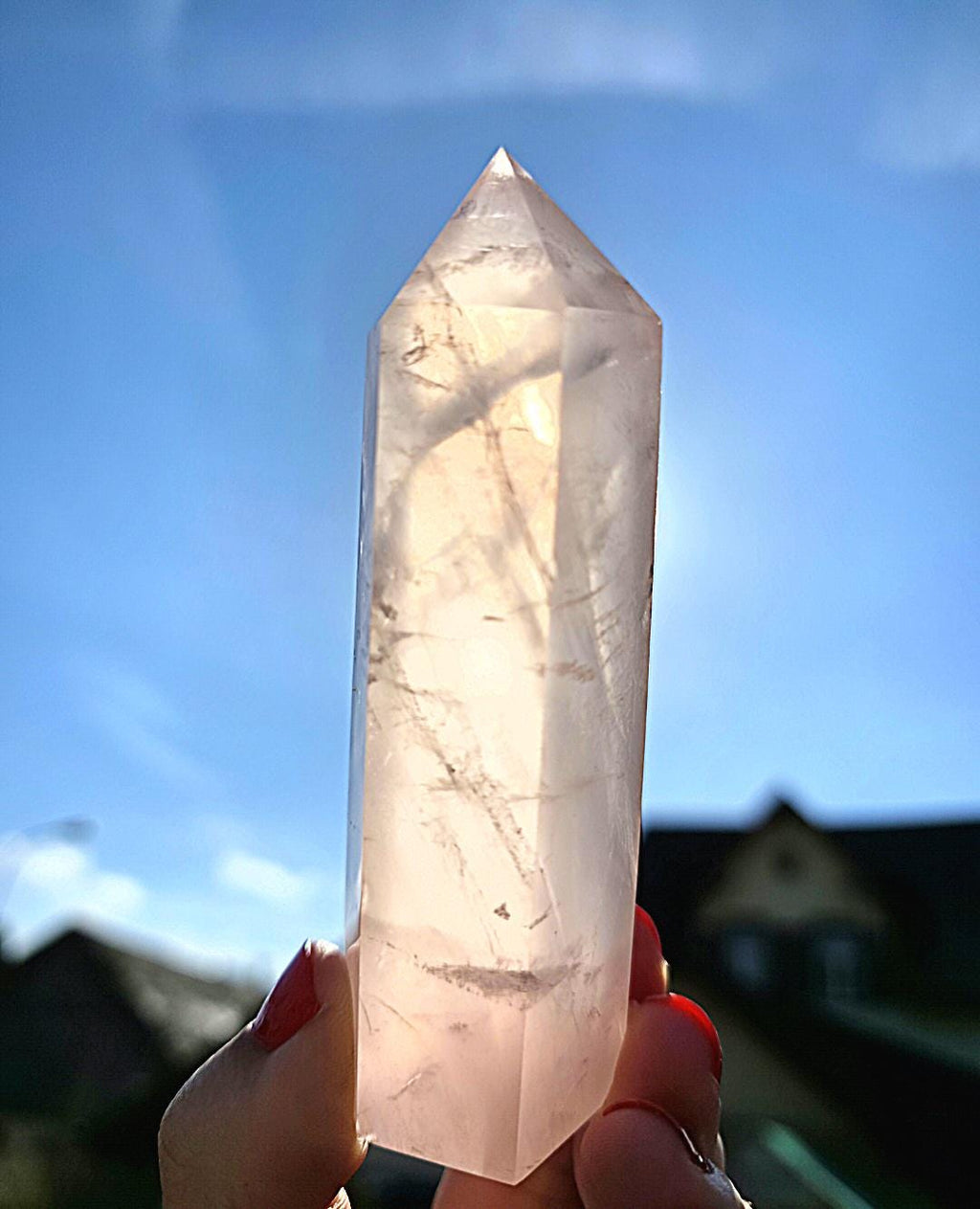 Polished Rose Quartz Tower | Natural Pink Quartz Point, Self Love Crystal Specimen
