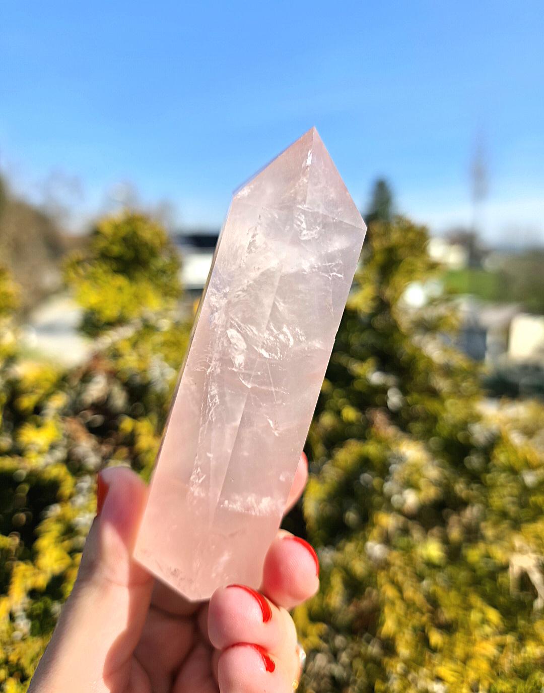 Polished Rose Quartz Tower | Natural Pink Quartz Point, Self Love Crystal Specimen