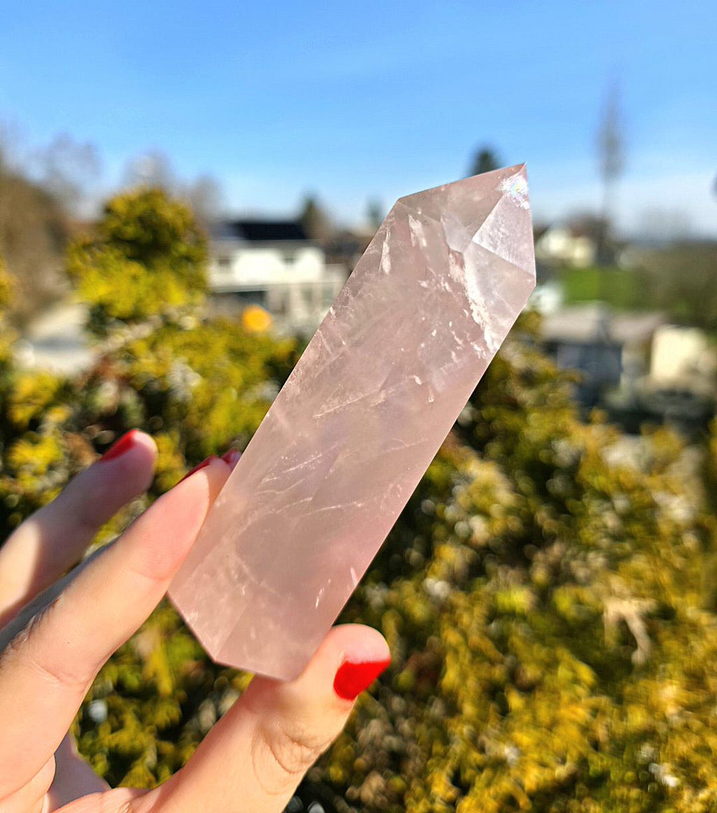 Polished Rose Quartz Tower | Natural Pink Quartz Point, Self Love Crystal Specimen