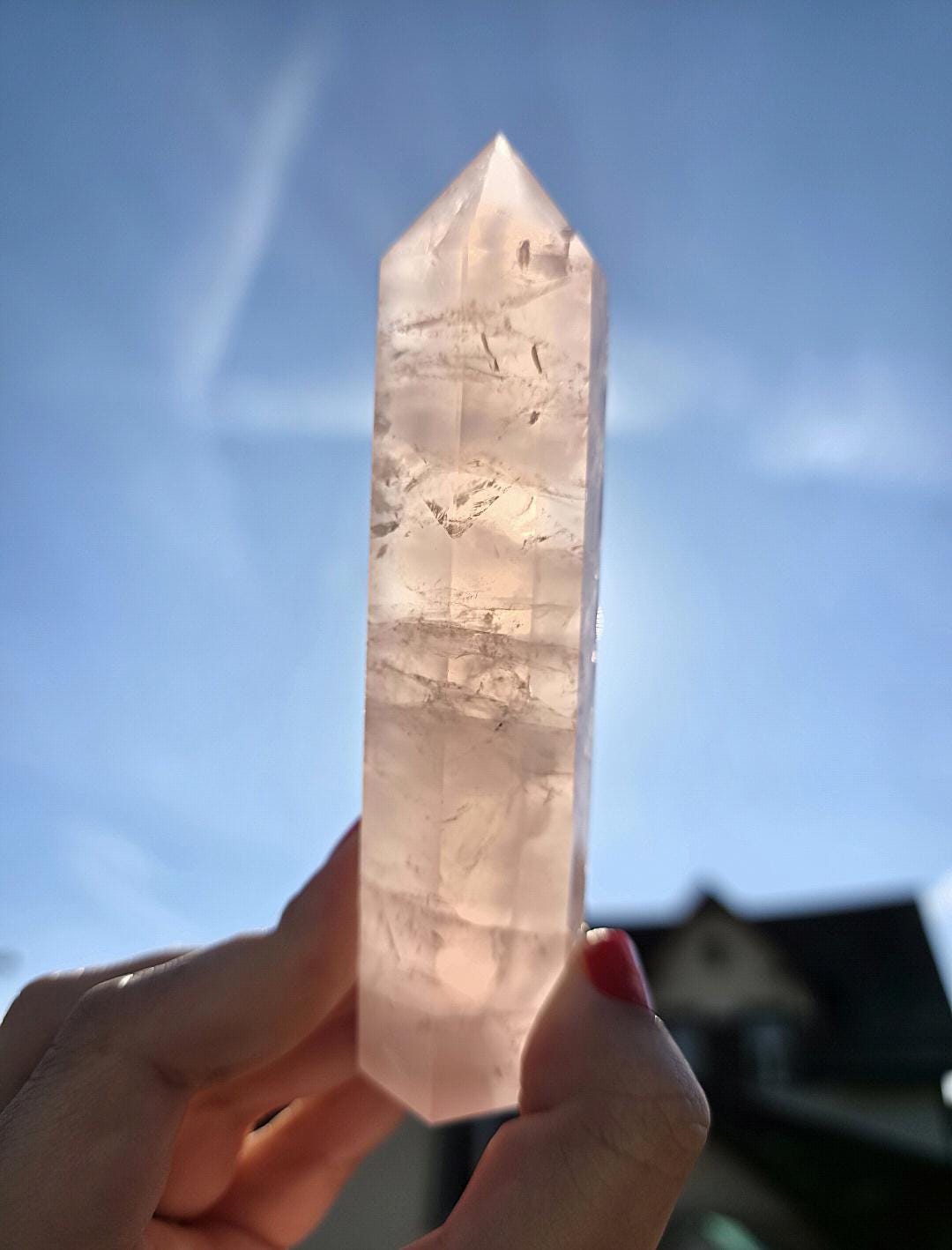Polished Rose Quartz Tower | Natural Pink Crystal Point, Self Love Specimen